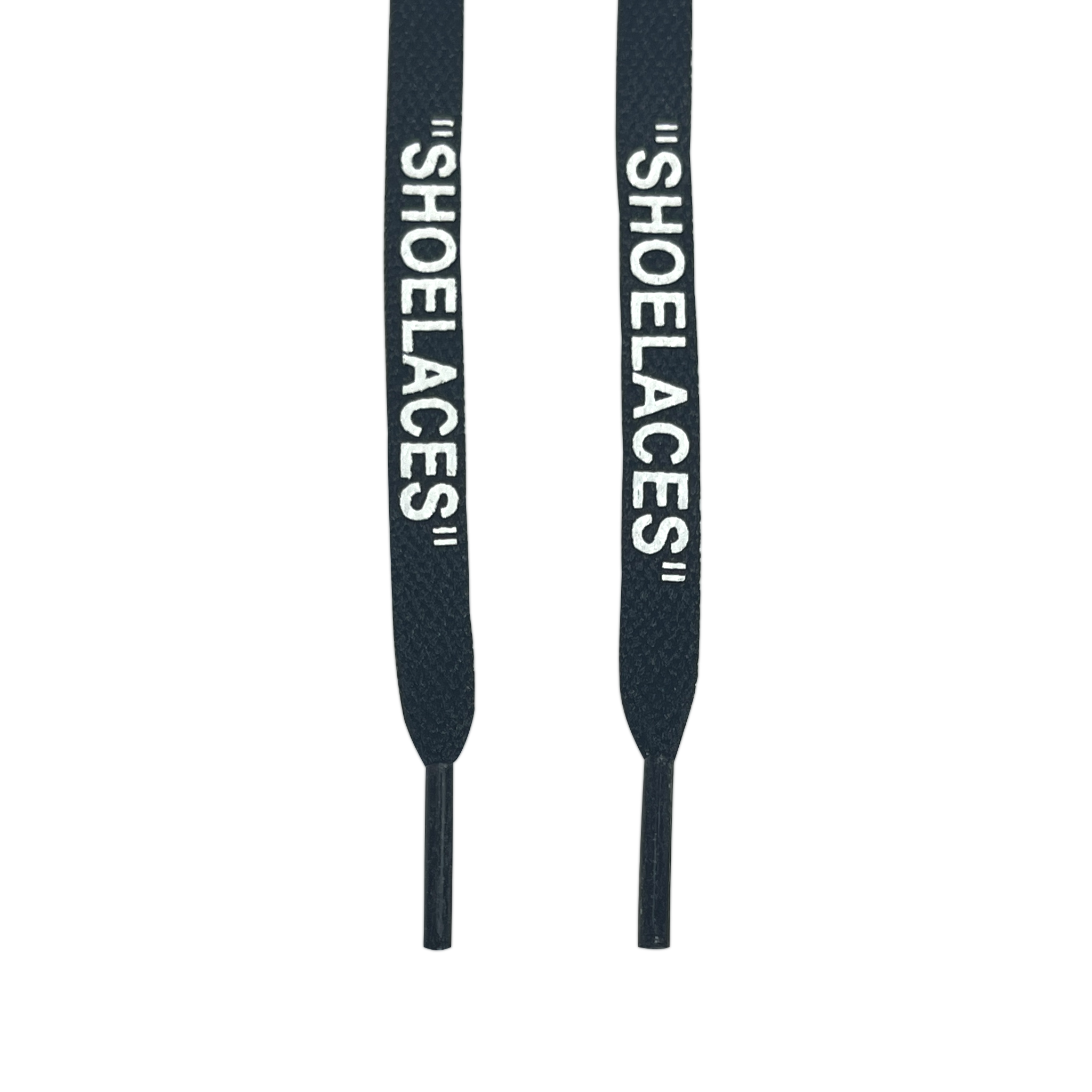 Black "SHOELACES" Flat Shoelaces Looped Laces