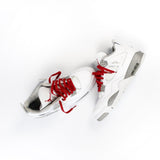 Looped Laces Chicago Red Flat Shoelaces tied in Air Jordan 4 Cement Red sneakers