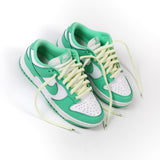 Looped Laces Electric Cream thick oval shoelaces tied in Nike Dunk Green Glow sneakers