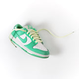Looped Laces Electric Cream thick oval shoelaces tied in a single Nike Dunk Green Glow sneaker