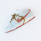Looped Laces Light Brown rope shoelaces in Nike Dunk Fossil Rose sneaker on white background