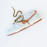 Looped Laces Light Brown thick rope shoelaces in Nike Dunk Fossil Rose sneaker on white background