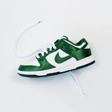 Looped Laces OG White thick oval shoelaces in Nike Dunk Satin Green on white background