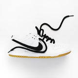 Looped Laces Black Thick Rope shoelaces in Nike Dunk SB White single sneaker on its side