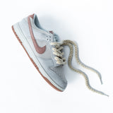 Looped Laces Jumbo Rope shoelaces tied in single Nike Dunk Fossil Rose sneaker on white background