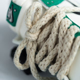 Looped Laces Jumbo Rope Shoelaces close-up tied in single Nike Dunk Lottery Malachite Green sneaker with white background