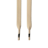 Looped Laces Latte light brown flat shoelaces hanging