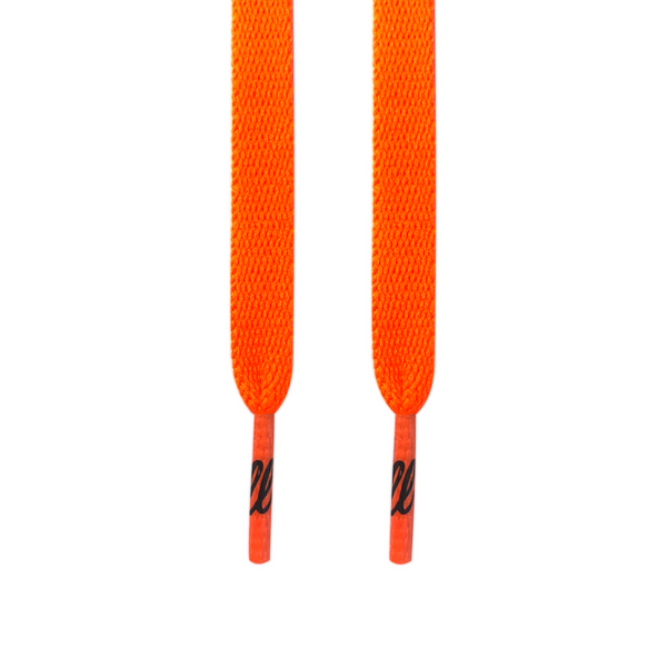 Looped Laces Orange Blaze flat shoelaces hanging