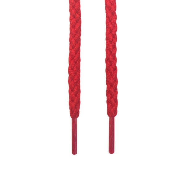 Looped Laces red braided rope shoelaces hanging
