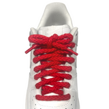  Looped Laces red thick braided rope shoelaces tied in white Nike Air Force 1 Low