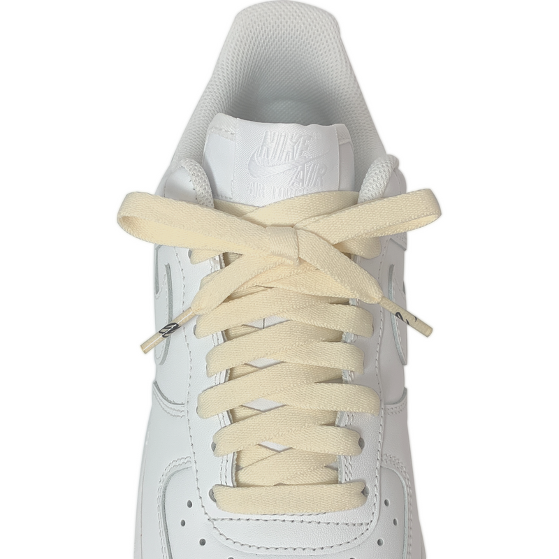 Looped Laces Sail off-white flat shoelaces tied in white Nike Air Force 1 Low