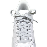 Looped Laces Slate Grey flat shoelaces tied in white Nike Air Force 1 Low
