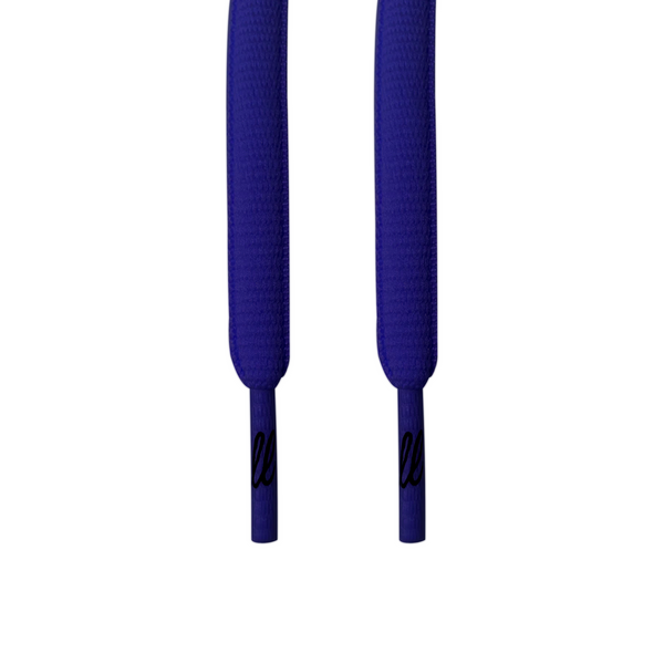 Looped Laces Indigo purple blue oval shoelaces hanging