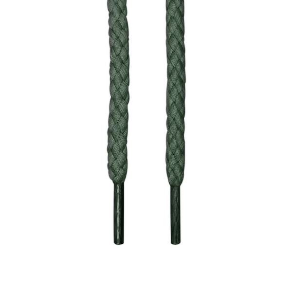 Looped Laces olive green braided rope shoelaces hanging