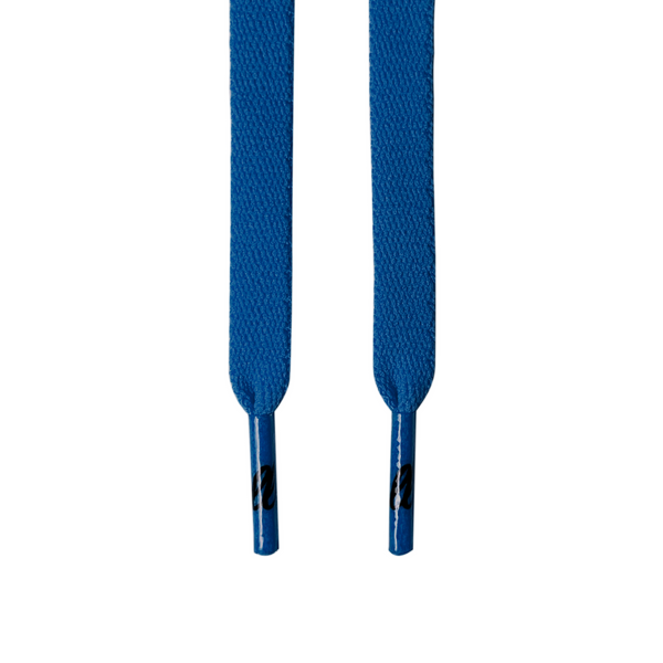 Looped Laces Royal Blue flat shoelaces hanging