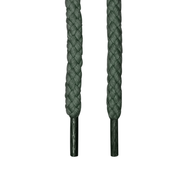 Looped Laces olive green thick braided rope shoelaces hanging