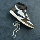 Looped Laces thick rope natural shoelaces in Air Jordan 1 High x Travis Scott Mocha sneaker
