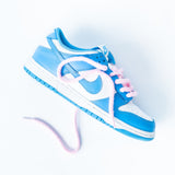 Looped Laces Light Pink Thick Rope shoelaces in Nike Dunk Low UNC sneaker