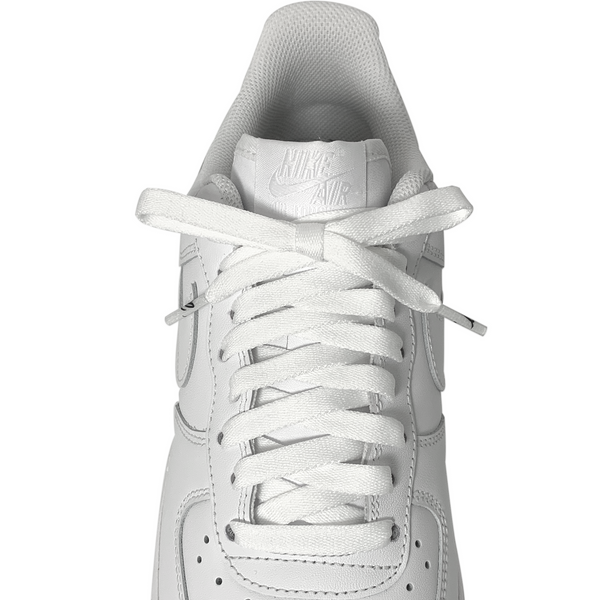  Looped Laces OG White flat shoelaces tied in white Nike Air Force 1 Low