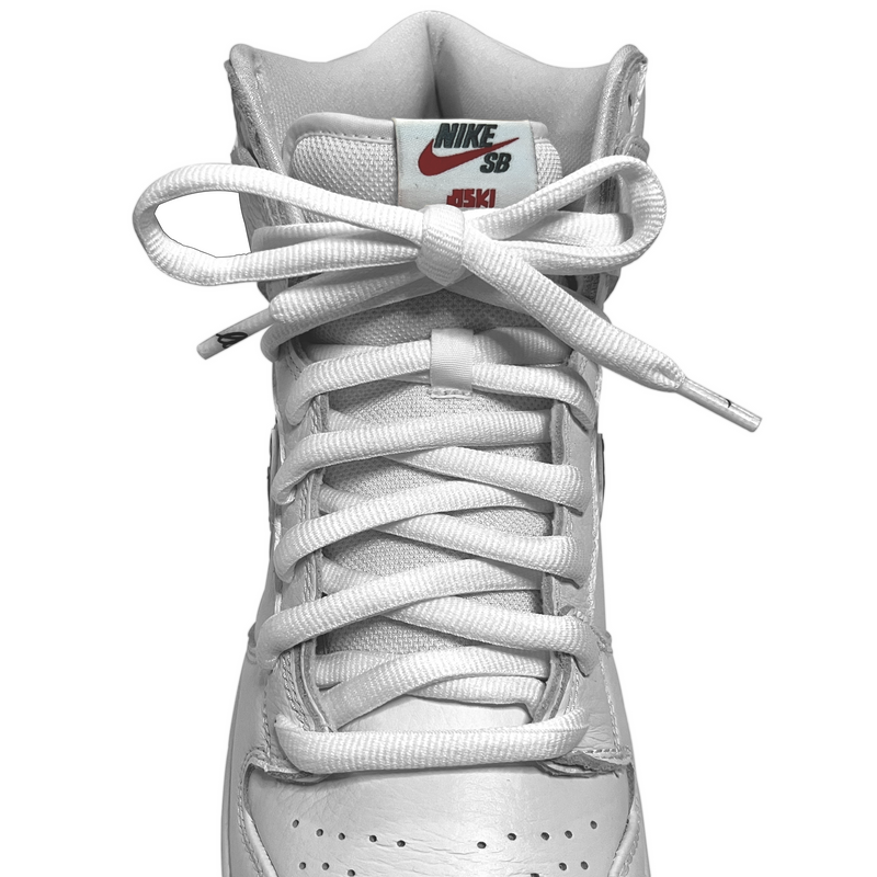 OG White Thick Oval Shoelaces Looped Laces