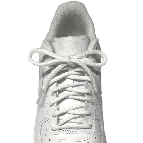  Looped Laces white braided rope shoelaces tied in white Nike Air Force 1 Low