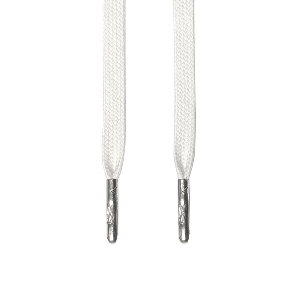 Looped Laces white waxed shoelaces hanging